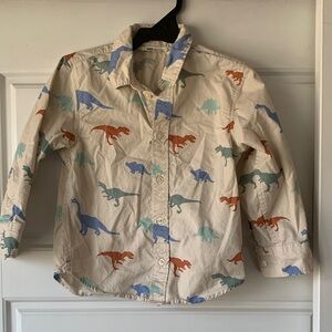 Dino Dress Shirt H&M 3T Boys Cream Easter Unique Minimalist Beige